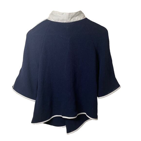 JASKAR Knit Cardigan Sweater Navy White Hand Painted Wearable Art Women S/M/L - Picture 3 of 16